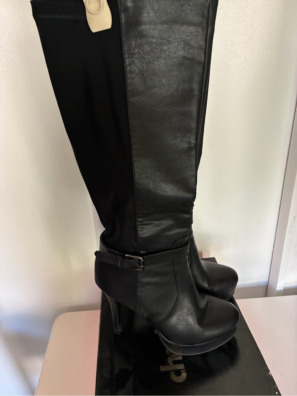 Charlotte Russe Black Platform Ankle Boots with Buckle